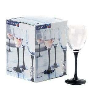 Набор бокалов для вина стеклянных Luminarc DOMINO NOIR -  4 шт. 190 мл Арт. 76362 - фото