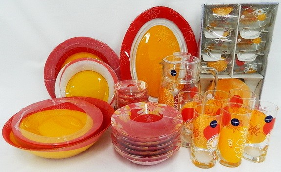 Набор посуды стеклянной Luminarc ''Flower Red'' 52 пр.  Арт. 78668 - фото