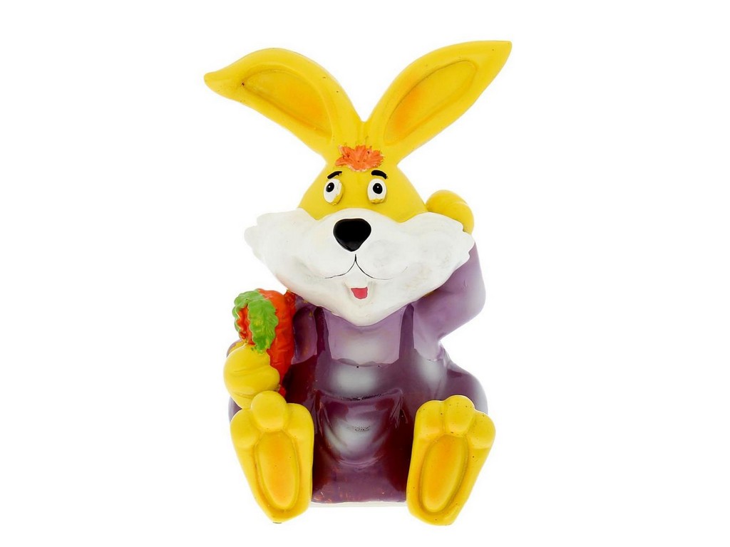 Копилка пластмассовая ''Кролик с морковкой'' 10*10*18 см  Арт. 79866 - фото