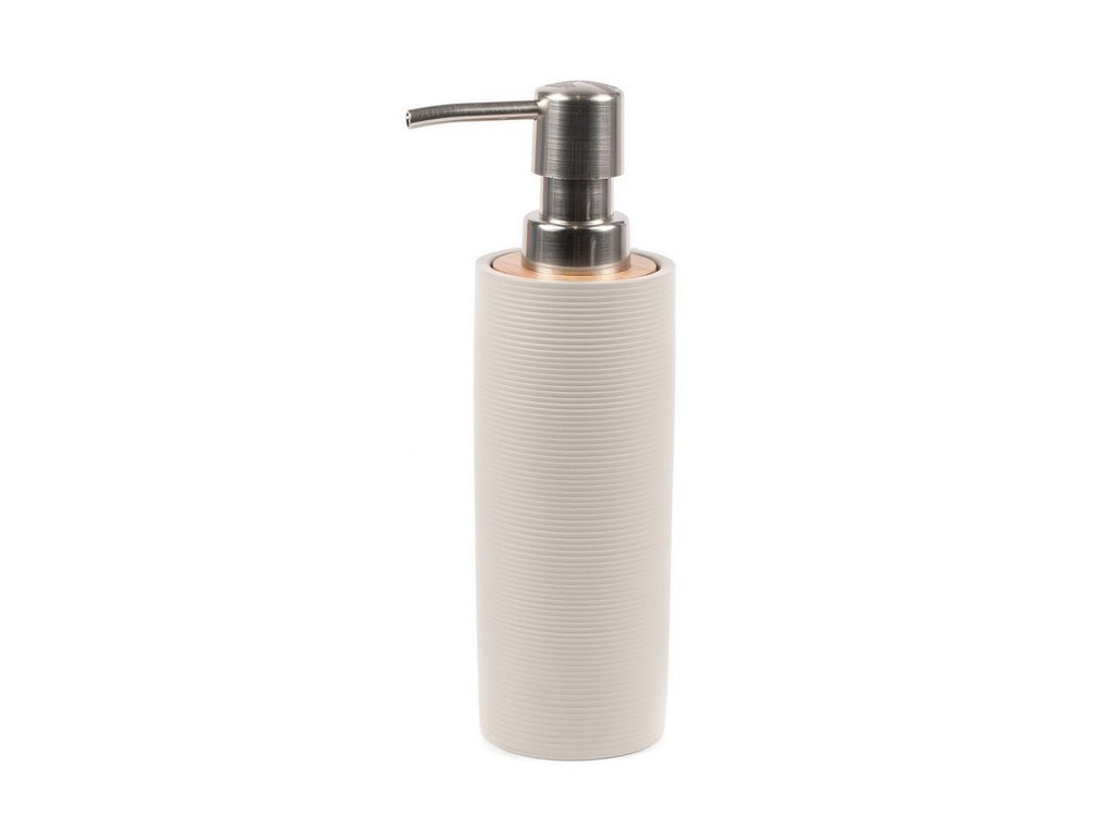 Дозатор для жидкого мыла полирезин/бамбук ''Roller'' 6*6*20,5 см  Арт.80210 - фото