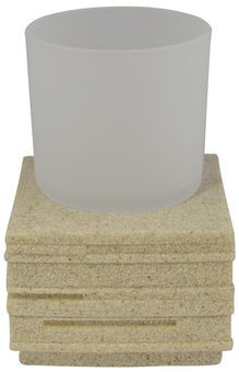 Стакан туалетный стеклянный в подставке из полирезина ''brick'' 8,3*8,3*9,5 см  Арт.80218