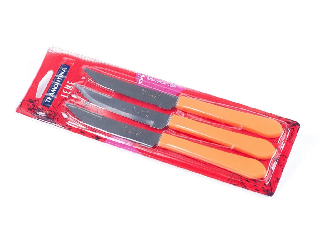 Набор ножей металлических ''Leme'' 3 шт. с пластмассовыми ручками 20 cм  Арт. 80445 - фото