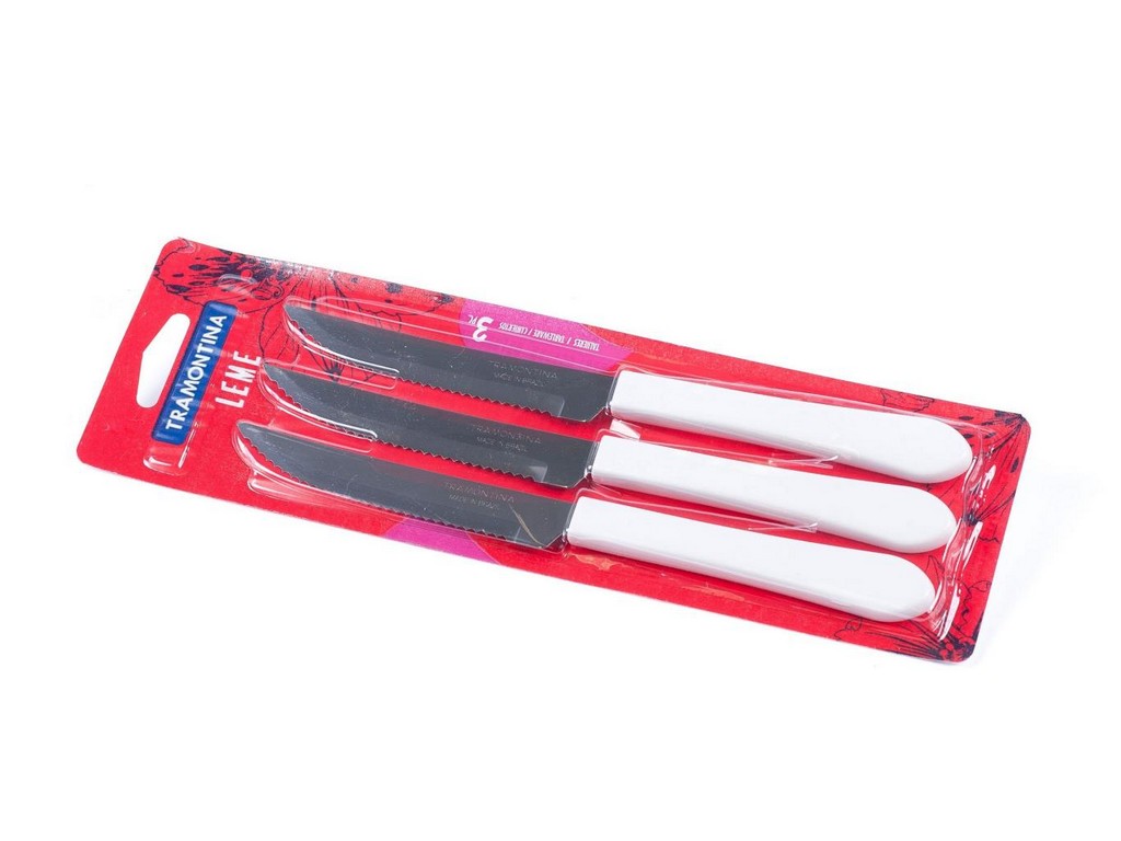 Набор ножей металлических ''Leme'' 3 шт. с пластмассовыми ручками 20 cм Арт. 80446 - фото