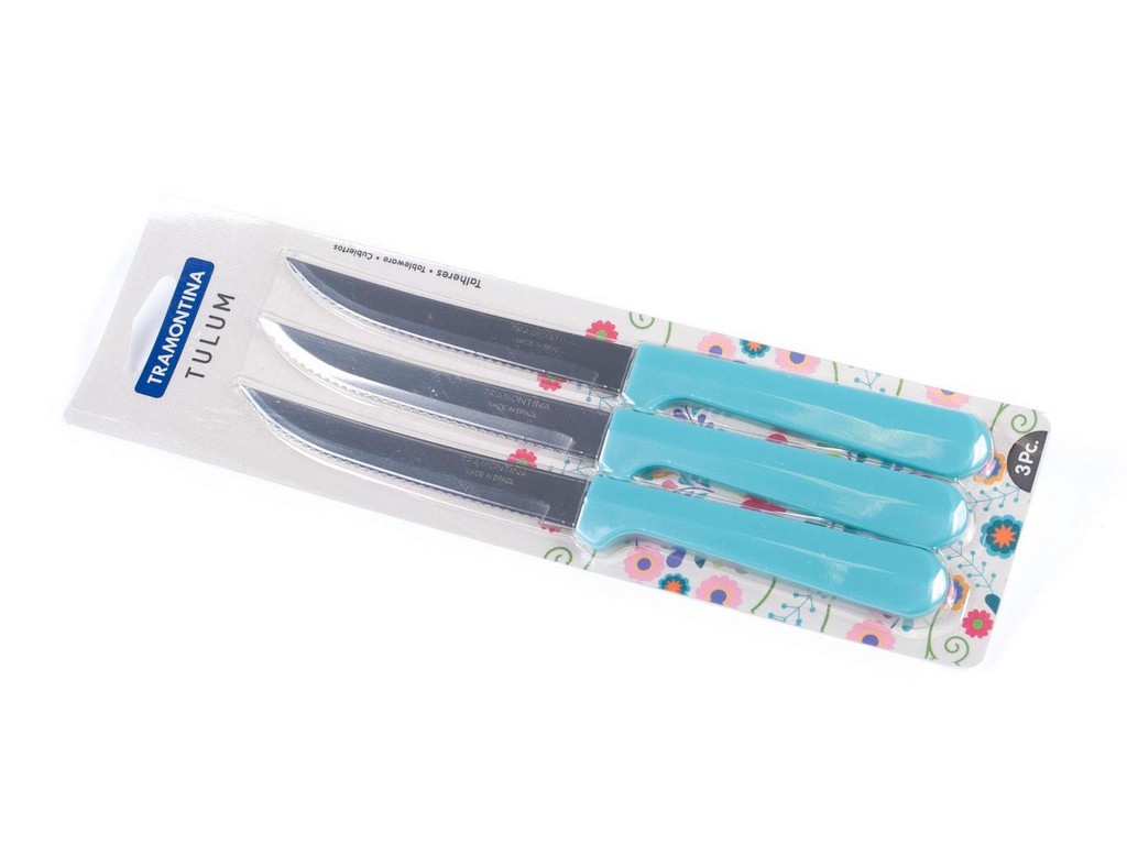 Набор ножей металлических ''Tulum'' 3 шт. с пластмассовыми ручками 21,5 см Арт. 80450 - фото