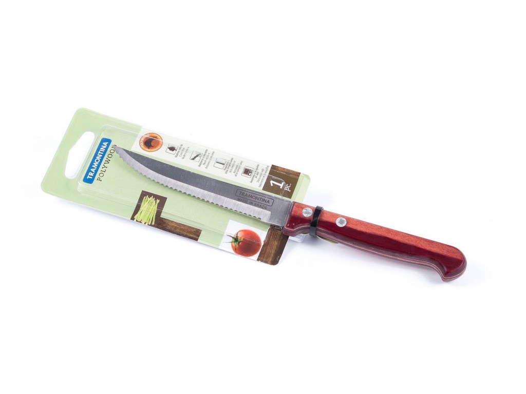 Нож металлический ''Polywood'' с деревянной ручкой 22/11,5 см  Арт. 80463