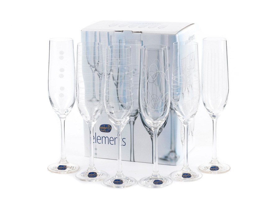 Набор бокалов для шампанского декор. VIOLA 6 шт. 190 мл Арт. 80951 - фото