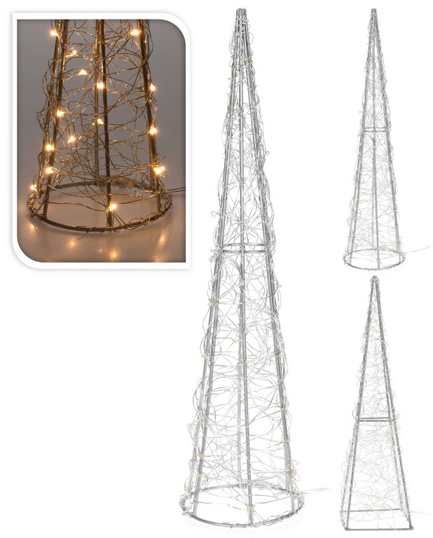Украшение новогоднее светящееся ''Конус/Пирамида'' 38 см 30 лампочек (работает от батареек) Арт. 81496 - фото