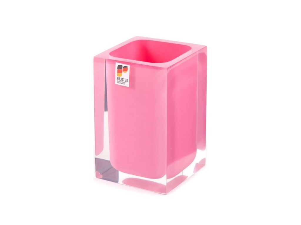 Стакан туалетный полирезин ''colours pink'' 7*7*11 см  Арт.81663