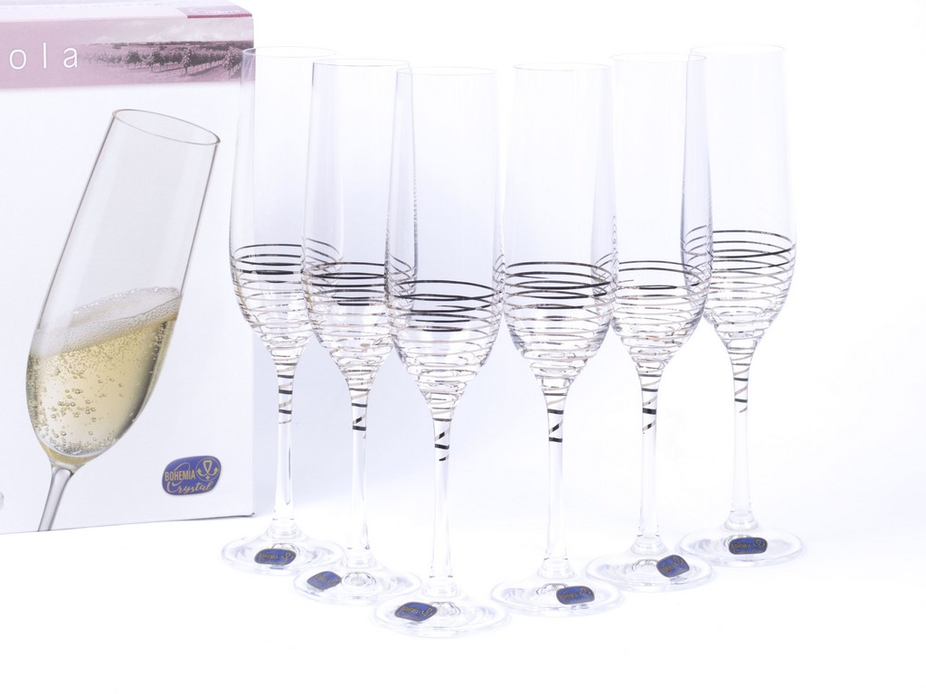 Набор бокалов для шампанского Viola декор. 6 шт. 190 мл Арт.81683 - фото