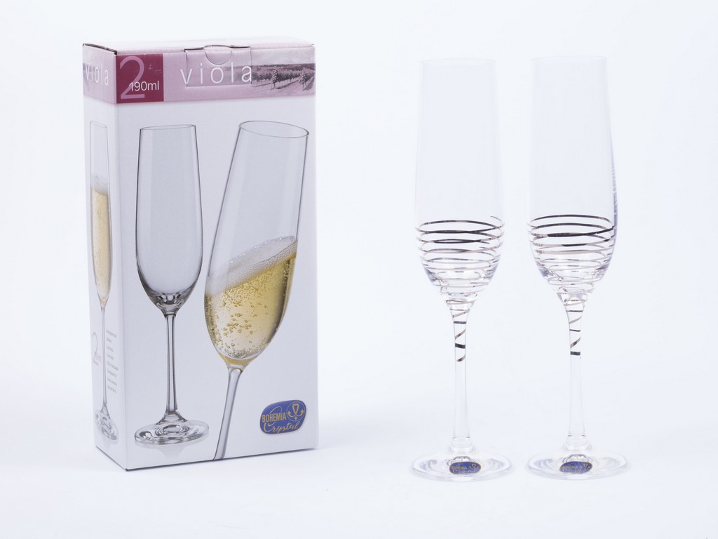 Набор бокалов для шампанского Viola декор. 2 шт. 190 мл Арт.81684 - фото
