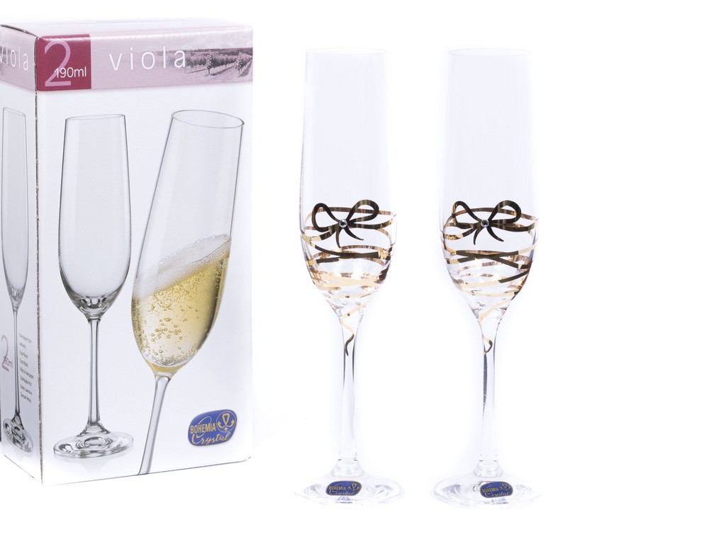Набор бокалов для шампанского Viola декор. 2 шт. 190 мл Арт.81696 - фото