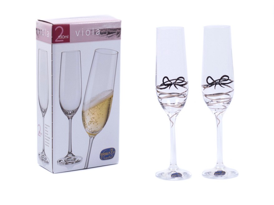 Набор бокалов для шампанского Viola декор. 2 шт. 190 мл Арт.81697 - фото
