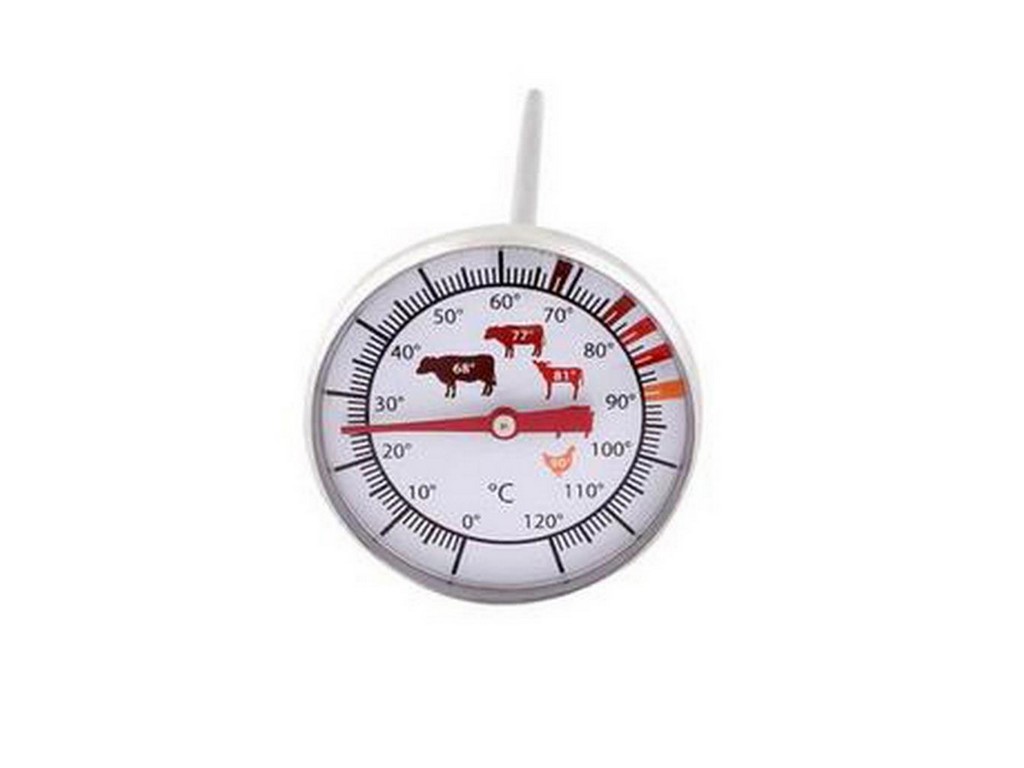 Термометр поварской в металлическом корпусе для мяса от 0°C до 120°C  Арт.81712