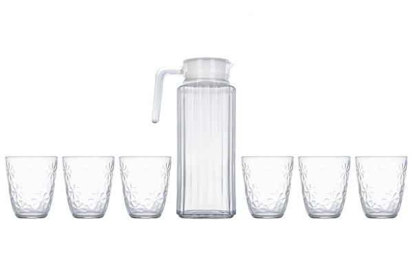 Neo flower - набор для питья стеклянный 7 пр.: кувшин 1,3 л, 6 стаканов 310 мл Арт.81843