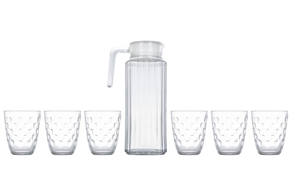 Neo pears - набор для питья стеклянный 7 пр.: кувшин 1,3 л, 6 стаканов 310 мл  Арт.81844 - фото