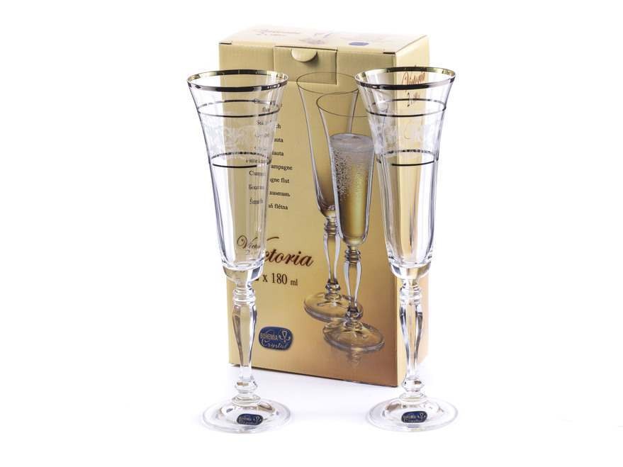 Набор бокалов для шампанского Victoria декор. 2 шт. 180 мл Арт.82162 - фото