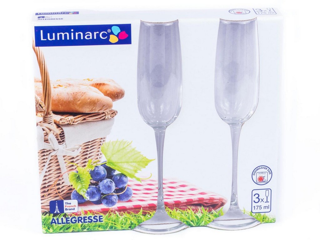 Набор бокалов для шампанского Allegresse стеклянных 3 шт. 175 мл  Арт.82609 - фото