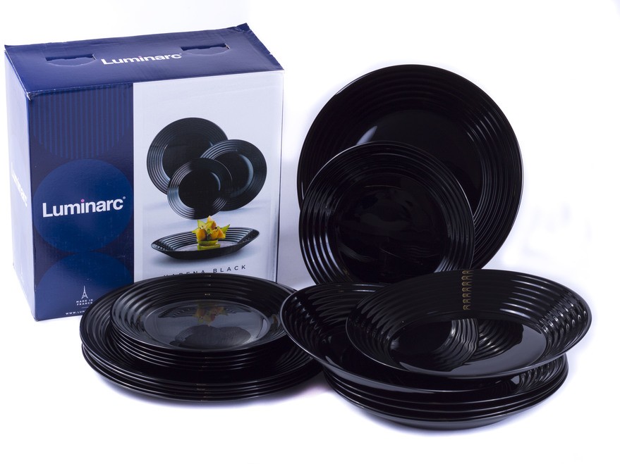 Набор тарелок стелокерамических Luminarc ''harena black'' 18 шт. 25/23,5/19 см Арт.82616
