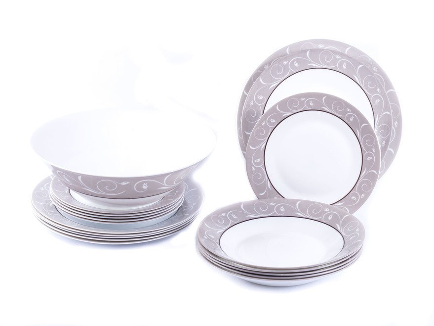 Набор посуды стеклокерамической Luminarc ''abelya'' 19 пр.: 18 тарелок 19,6/22,5/25 см, салатник 27 см   Арт.82983 - фото