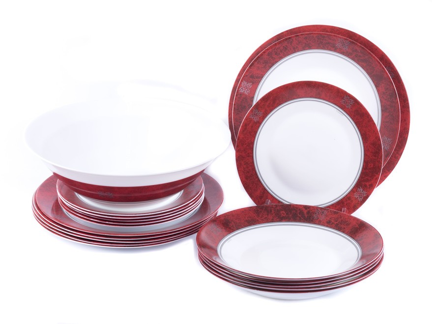 Набор посуды стеклокерамической Luminarc ''rubis'' 19 пр.: 18 тарелок 19,6/22,5/25 см, салатник 27 см Арт.82985