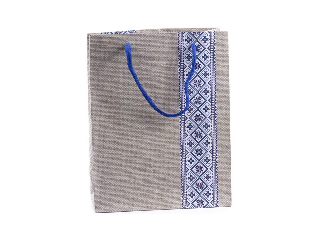 Пакет для подарков бумажный ''орнамент синий'' 18*23*8 см Арт.84014