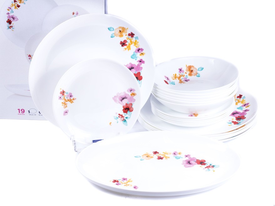 Набор посуды стеклокерамический Luminarc ''diwali florentina'' 19 пр.: 18 тарелок 19/20/27 см, блюдо 33 см  Арт.84574