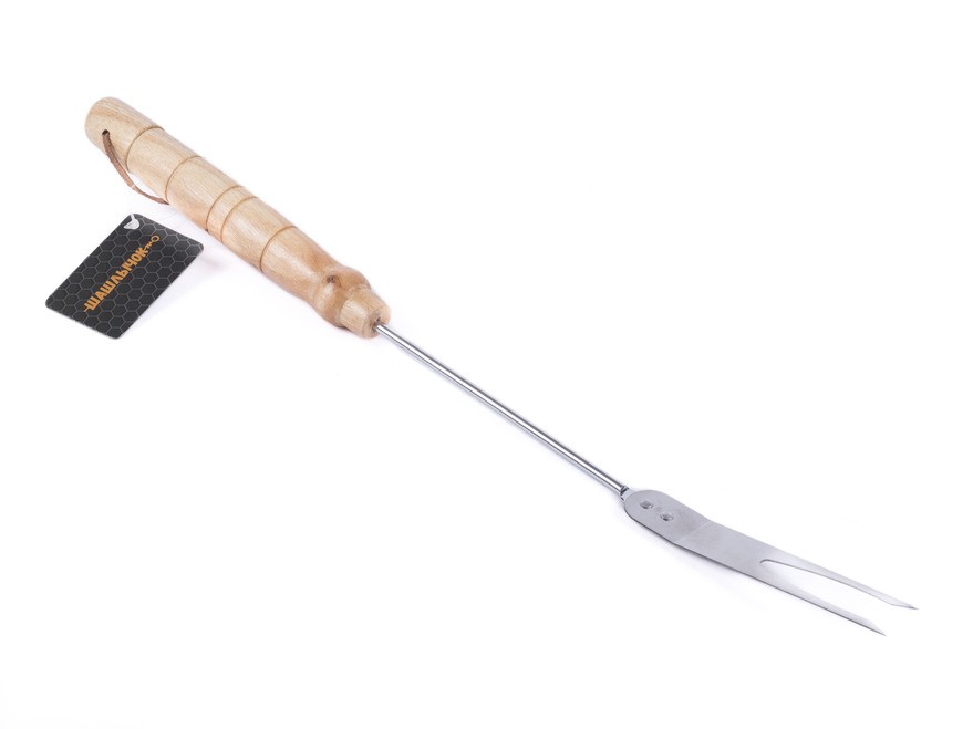 Вилка для гриля металлическая с деревянной ручкой 43,5 см Арт.84678 - фото