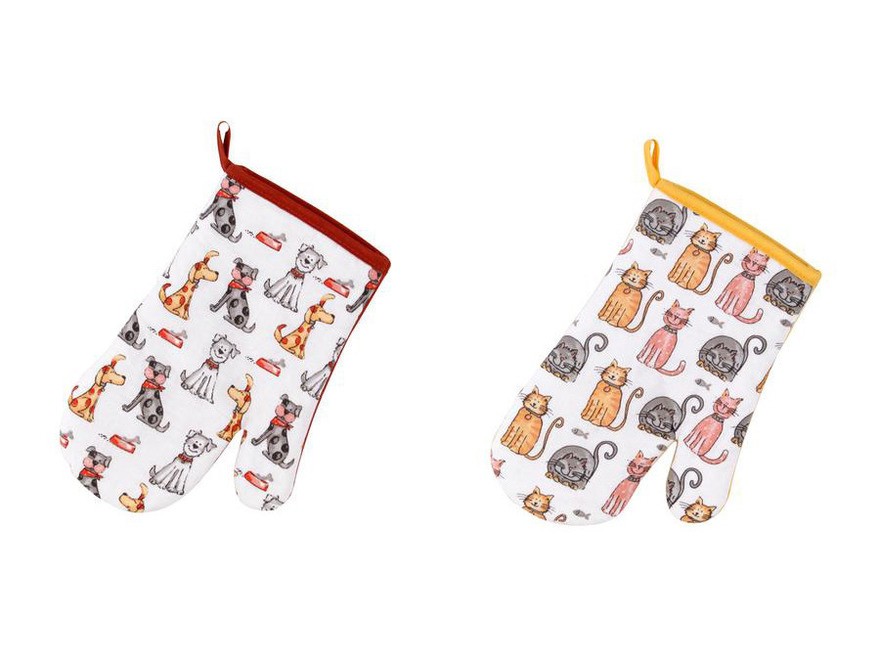 Рукавица текстильная для горячих предметов ''пёс/кот'' 17*26,5 см   Арт.84716 - фото