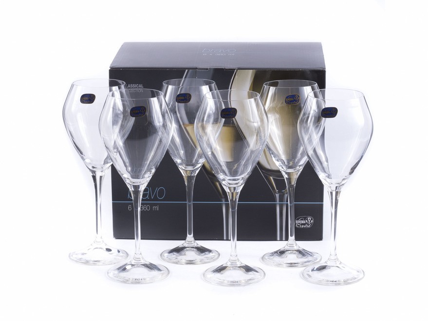 Набор бокалов для вина стеклянных ''bravo'' 6 шт. 360 мл  Арт.84801 - фото