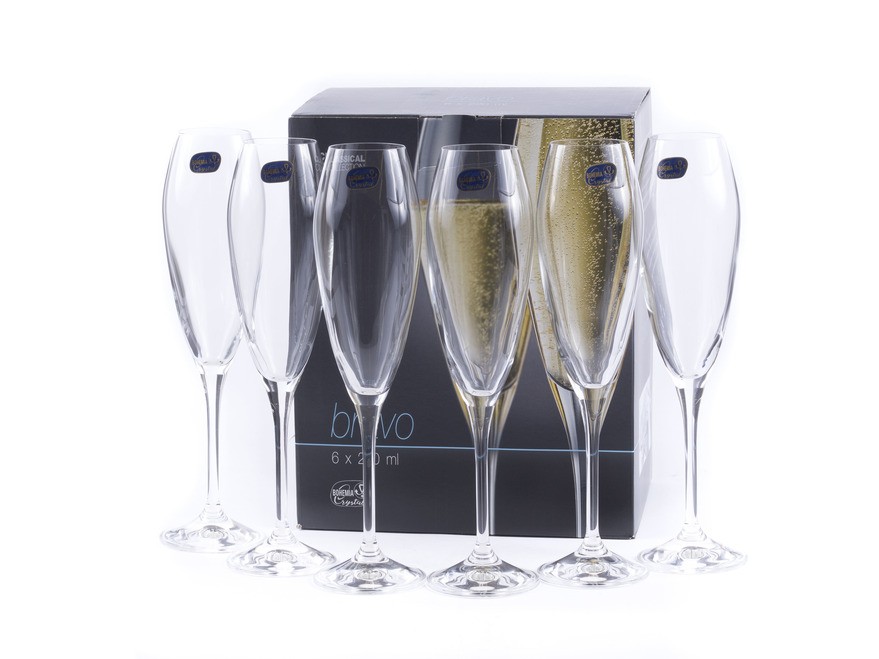 Набор бокалов для шампанского стеклянных ''bravo'' 6 шт. 220 мл  Арт.84808