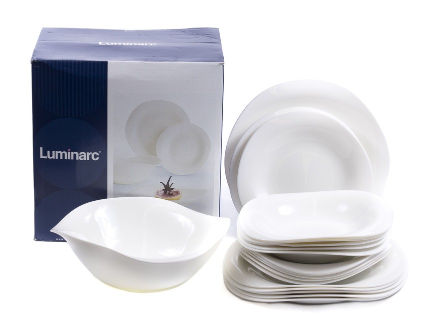 Набор посуды стеклокерамический Luminarc ''volare'' 19 пр.: 18 тарелок 22/23/27 см, салатник 27 см  Арт.85551