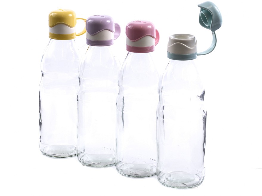 Бутылка стеклянная для питья с пластмассовой крышкой 1000 мл (арт. M-277, код 832777) Арт.86961