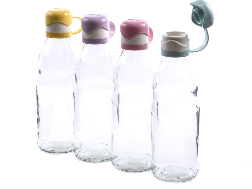 Бутылка стеклянная для питья с пластмассовой крышкой 500 мл (арт. M-275, код 832753) Арт.86963 - фото