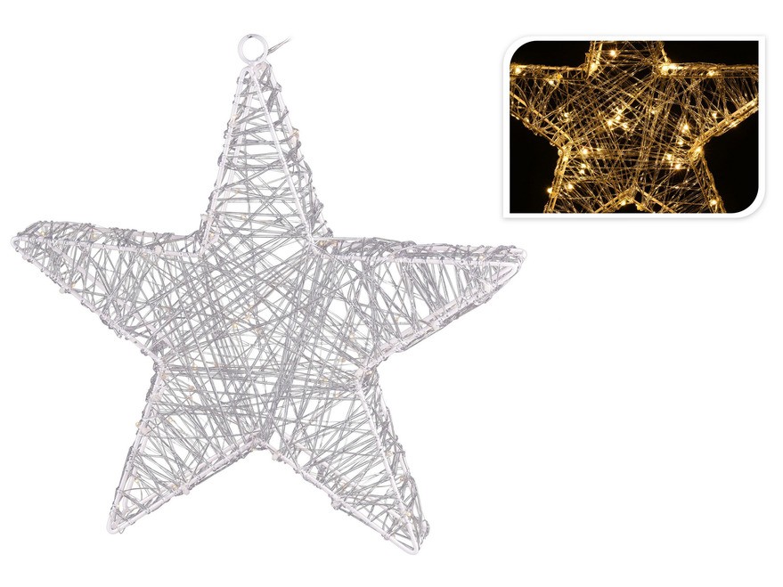 Украшение новогоднее светящееся ''звезда'' 40 см 50 лампочек (арт. Ax8106670, код 623673) (работает от батареек) (теплый белый) Арт.87007 - фото
