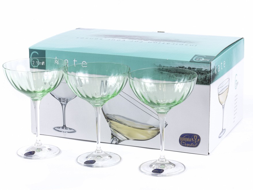 Набор бокалов для мартини стеклянных декор. ''Kate'' 6 шт. 210 мл Арт.87403 - фото