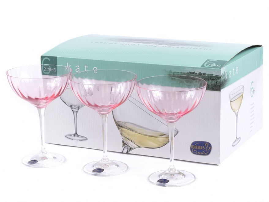 Набор бокалов для мартини стеклянных декор. ''Kate'' 6 шт. 210 мл Арт.87404 - фото