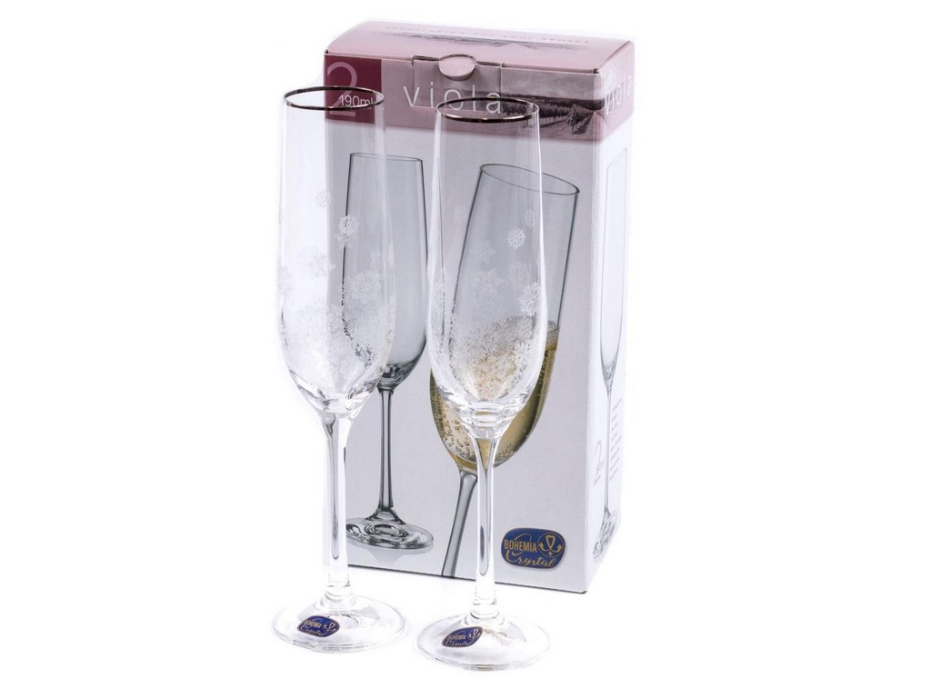 Набор бокалов для шампанского стеклянных декор. ''Viola'' 2 шт. 190 мл  Арт.87410