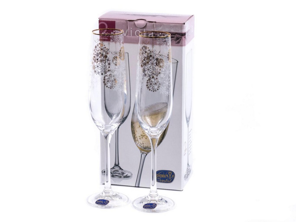 Набор бокалов для шампанского стеклянных декор. ''Viola'' 2 шт. 190 мл  Арт.87412
