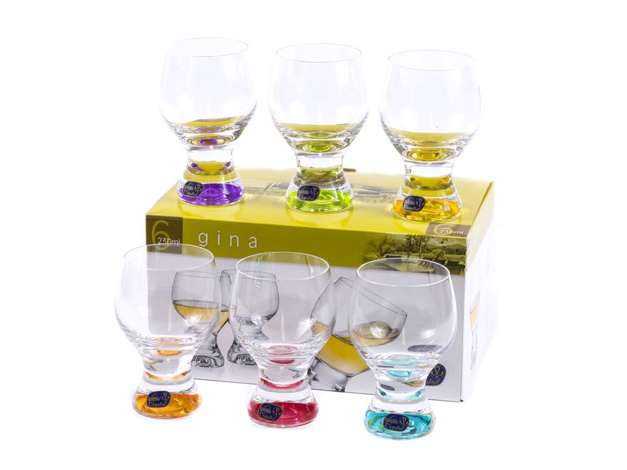 Набор бокалов для вина стеклянных декор. ''Gina'' 6 шт. 230 мл  Арт.87421
