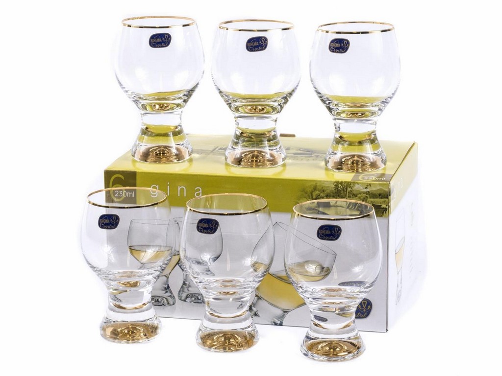 Набор бокалов для вина стеклянных декор. ''Gina'' 6 шт. 230 мл Арт.87423 - фото