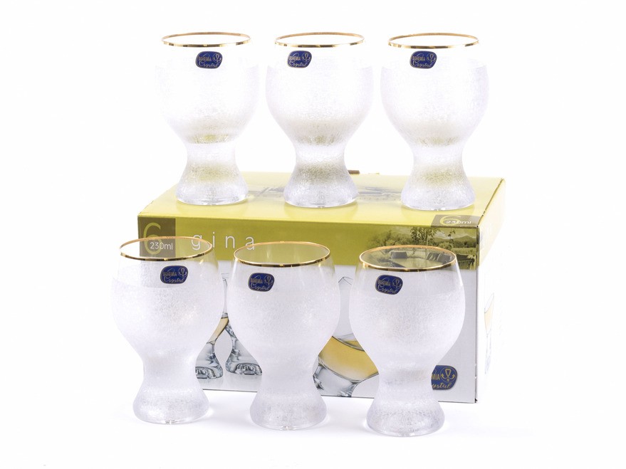 Набор бокалов для вина стеклянных декор. ''Gina'' 6 шт. 230 мл Арт.87424 - фото