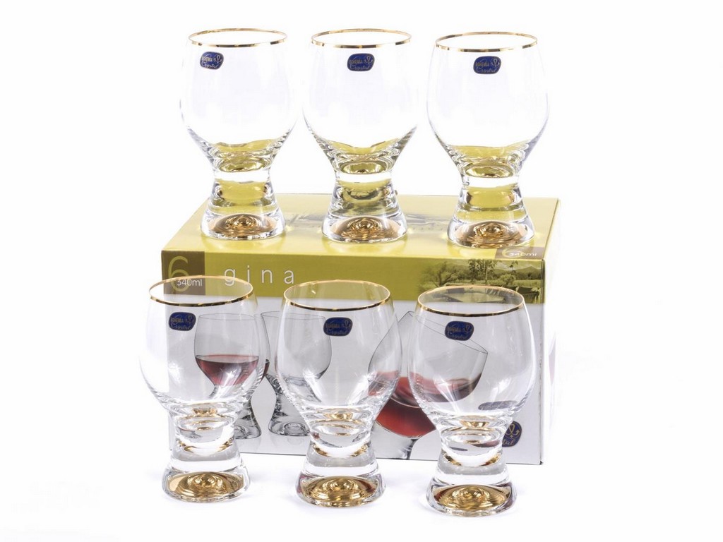Набор бокалов для вина стеклянных декор. ''Gina'' 6 шт. 340 мл Арт.87427 - фото