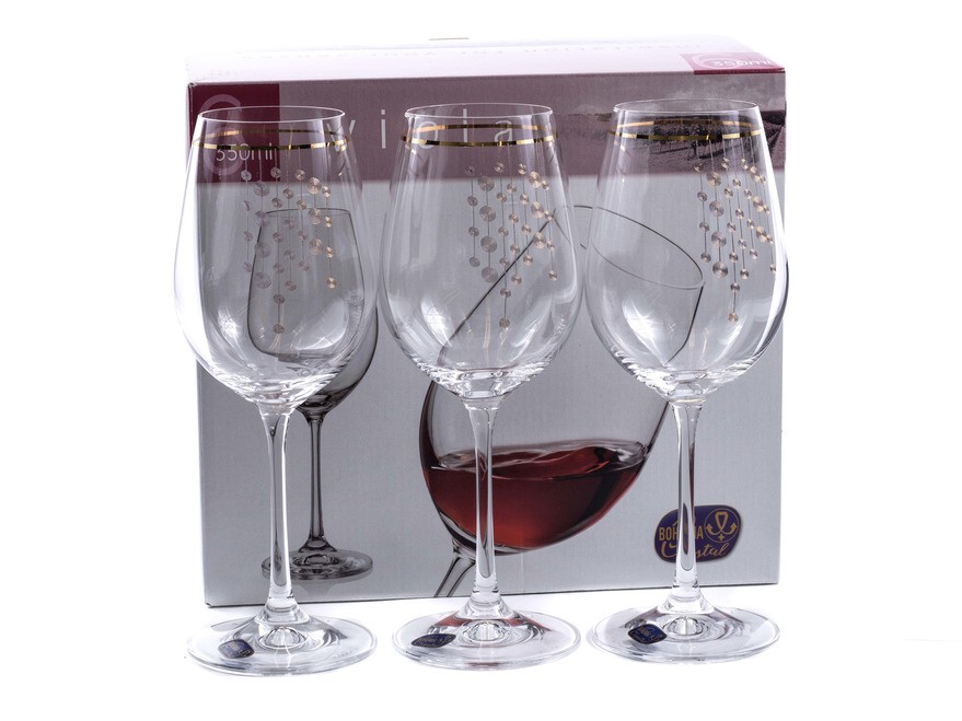 Набор бокалов для вина стеклянных декор. ''Viola'' 6 шт. 350 мл  Арт.87749 - фото