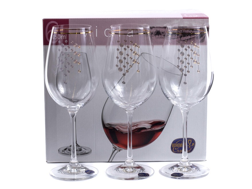 Набор бокалов для вина стеклянных декор. ''Viola'' 6 шт. 450 мл Арт.87750 - фото