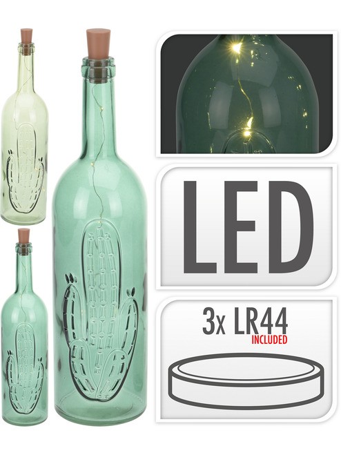 Украшение стеклянное светящееся ''бутылка'' 31 см  (работает от батареек) Арт.88508