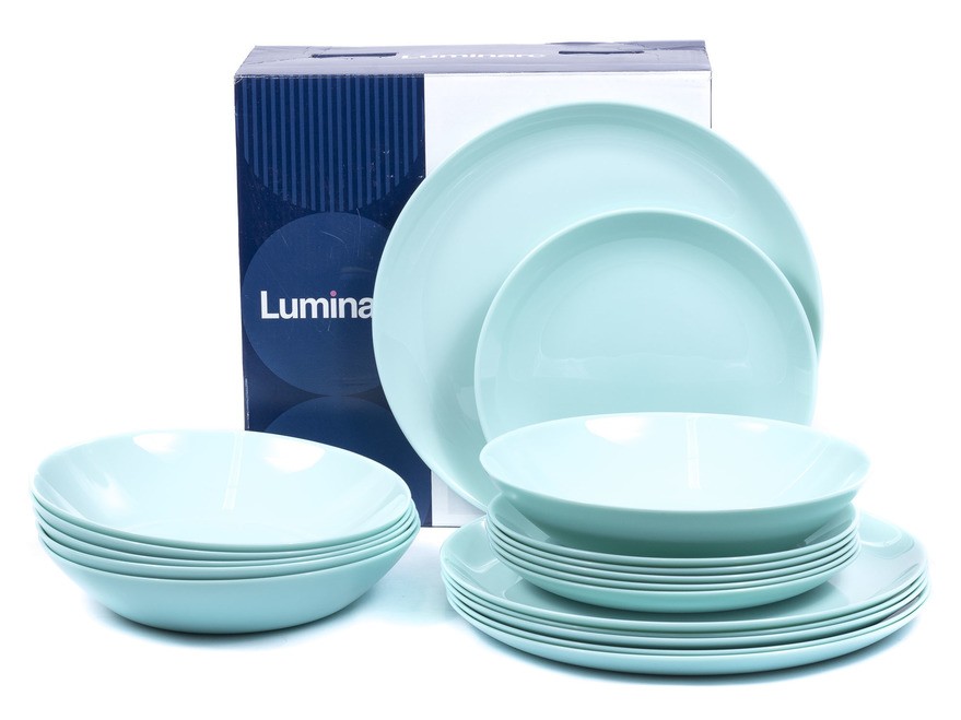 Набор тарелок стеклокерамических ''diwali light turquoise'' 18 шт. 19/20/25 см   Арт.89515 - фото