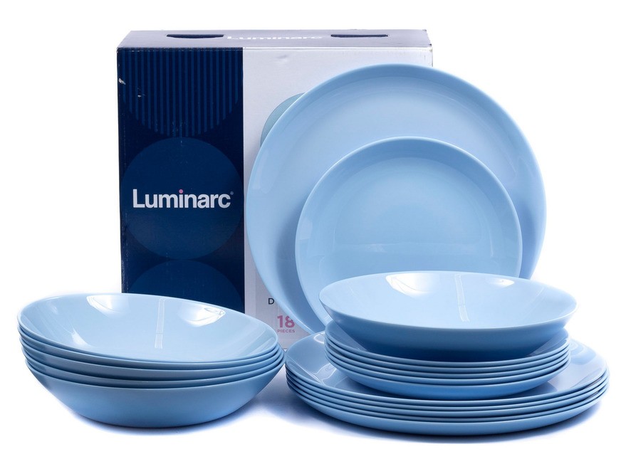 Набор тарелок стеклокерамических ''diwali light blue'' 18 шт. 19/20/25 см Арт.89713 - фото