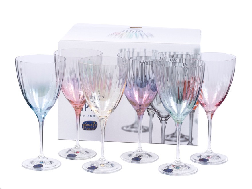 Набор бокалов для вина стеклянных декор. ''Kate optic'' 6 шт. 400 мл Арт.89859