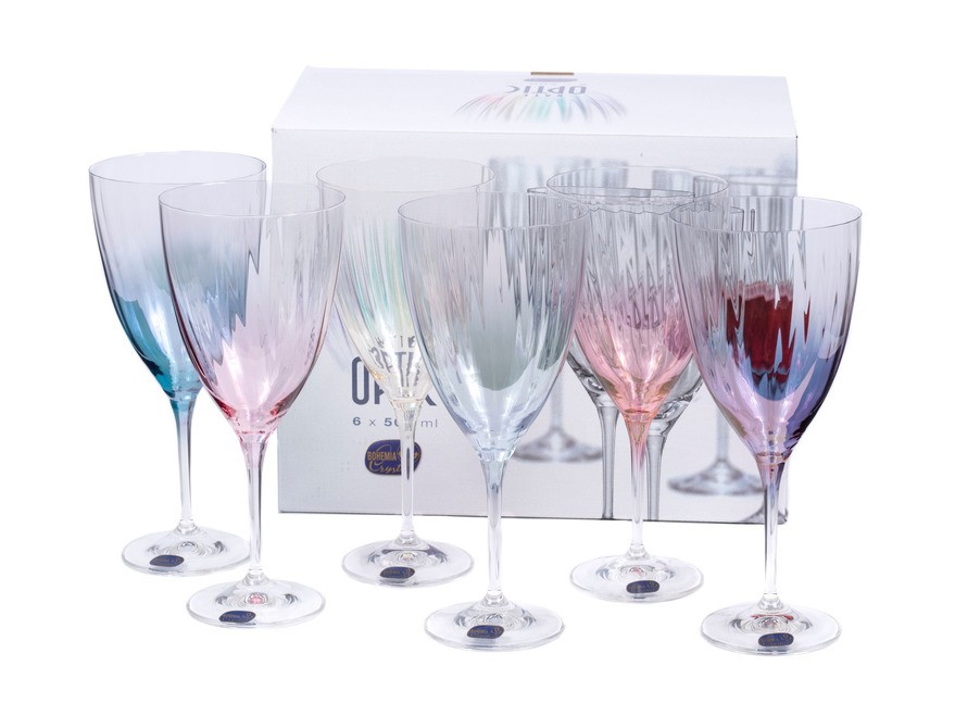 Набор бокалов для вина стеклянных декор. ''Kate optic'' 6 шт. 500 мл Арт.89860 - фото