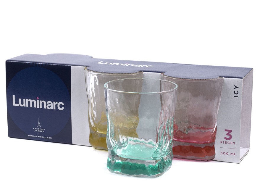 Набор стаканов стекляных ''icy'' с цветным дном 3 шт. 300 мл (арт. P6171, код 034178) Арт.89931